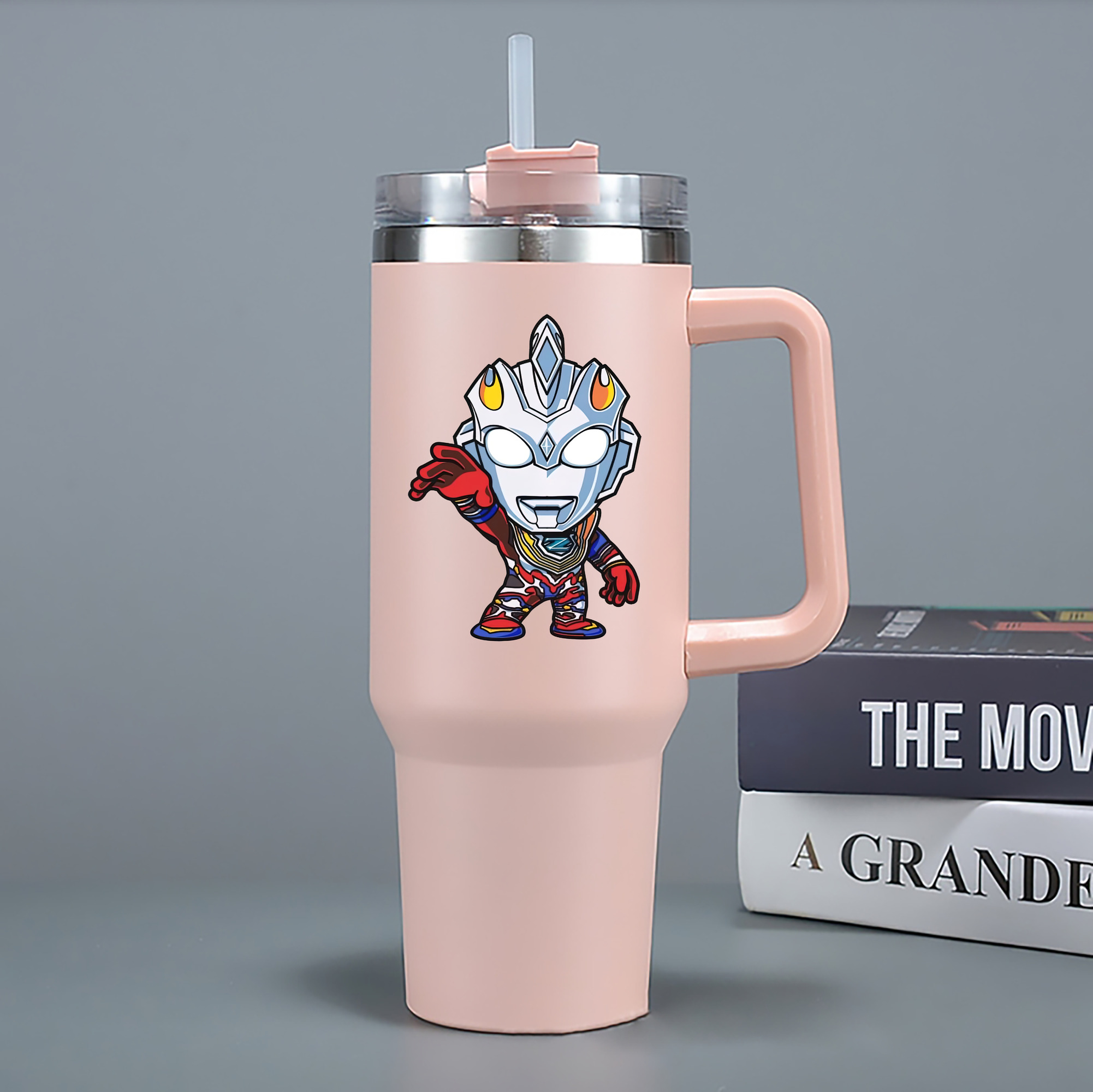 （画像用） ウルトラマン Ultraman 1200mL車用タンブラー - クリスタルステッカー（プラスチックストロー付き）